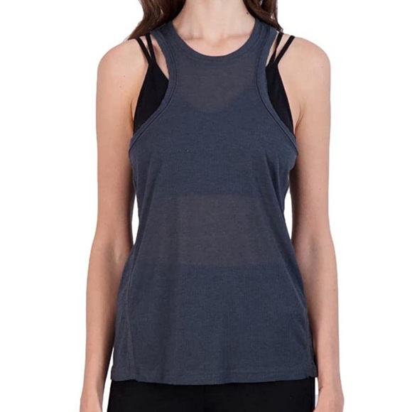 Free People Tops - FREE PEOPLE L Very Varsity Ribbed Sheer Tank Top